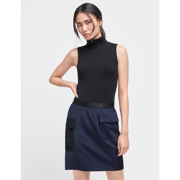 NWT!! WOLFORD Blair Skirt Sporty Navy Blue Black Pockets Elastic Waist Medium - Picture 1 of 16